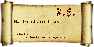 Wallerstein Elek névjegykártya